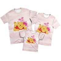Ljetna majica za odjeću roditelja i djece s vratom posade, Crtić-Winnie The Pooh Print kratki rukav, modni