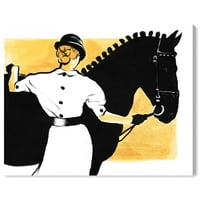 Wynwood Studio Sports and Timovi Zidna umjetnost Platno Ispis 'Konj i jahački' Konjički - crni, žuti
