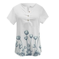 Pxiakgy šifonske bluze za žene za žene za žene kratki rukav ljetni modni casual trendi tiskani tee majica