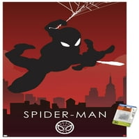 Marvel Heroic Silhouette - Zidni poster Spider-Man sa push igle, 22.375 34