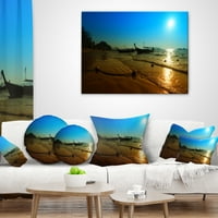 Designart Sunset sa brodovima u Andamanskom moru-moderni jastuk za bacanje morskog pejzaža - 18x18