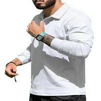 Niuer Men Polo Shirt rever Neck T Shirts Button down Tops Athletic bluza Dugi rukav T-Shirt White XL