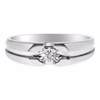 Muški prsten sa pravim blistavim bijelim dijamantima postavljen u 14k bijelom zlatu-dizajnerski stil