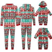 Calsunbaby Family Matching Božićna pidžama Set kombinezon sa kapuljačom sa Crtićem Snowman Snowflake Print