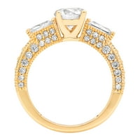 2. ct Brilliant Round Cut Clear simulirani dijamant 18k pasijans od žutog zlata sa akcentima tri kamena