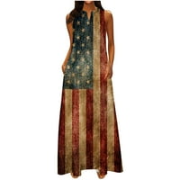 STAMZOD Seksi haljine za žene Modne žene Ležerne prilike V-izrez Američka zastava za ispis haljina za