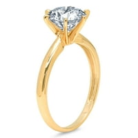 ct briljantno okrugli rez prirodni Švicarski plavi Topaz 14k pasijans prsten od žutog zlata SZ 3.75