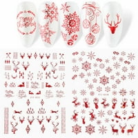 Yolai Naljepnice za nokte Vintage Božićni serija nokti Santa Snowman Snowflake božićno stablo Božićne