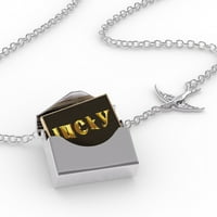 Ogrlica s blokadom Lucky Ispiši zlato koja izgleda na slici u srebrnom kovertu Neonblond