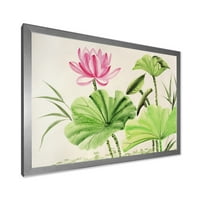Designart' Drevni Ružičasti Lotusi U Pond V ' Tradicionalni Uokvireni Umjetnički Print