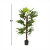 Decmode 65 Artificial Livistona Palm Tree u realnim lišćem i crnim plastičnim loncem