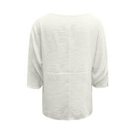 Ženski ljetni vrhovi bluza Casual rukav čvrste ženske majice posada vrat bijeli m