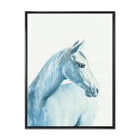 PromenArtict 'izbliza portret svijetlo plave konja' seoske kuće uokvirene platnene zidne umjetnosti