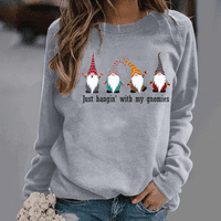 Gai četiri mačke štampana pulover lagana košulja za žene ružna Božićna trenerka jesen Crewneck Dugi rukav