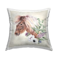 Stupell Industries Floral Horse Country Botanicals štampani jastuk za bacanje dizajn Lu + me Designs