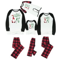 Tawop Boys pidžama Božićna djeca sa kariranim printom bluza+hlače porodična odjeća pidžama Bijela 6Y